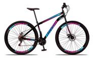 Bicicleta Bike Aço Rosa e Azul 21 Marchas Aro 29