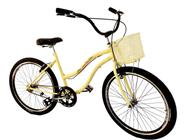 Bicicleta bike aro 26 feminino masculino confortável bege