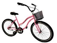 Bicicleta bike aro 26 feminino masculino confortável rosa