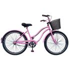 Bicicleta Caiçara Beach Aro 26 Feminina Retro Rodas Aero Super Leve Rolamentos Revisada e Lubrificada Com Cestinha