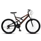 Bicicleta Colli Gps Bike Aro 26 Aero V-Brake 21 Marchas Dupla Suspenção Preto Fosco Laranja Neon