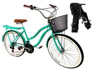 Bicicleta Com Cadeirinha frontal Aro26 Retrô 18v verde água