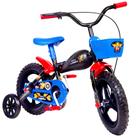 Bicicleta com Rodinhas Preta e Azul Aro 12 Tanque MotoBike Styll