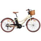 Bicicleta Elétrica Aro 26 Retrô 350W Shimano Cesta de Vime