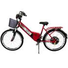 Bicicleta Elétrica com Bateria de Lítio 48V 13Ah Confort Vermelho Cereja com Cestinha