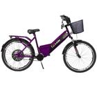 Bicicleta Elétrica Confort 800W 48V 15Ah Violeta com Cestinha