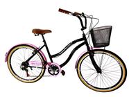 Bicicleta feminina adulto aro 26 com aros reforçados Preto