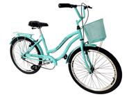 Bicicleta feminina aro 24 retrô cestinha sem marchas tiffany