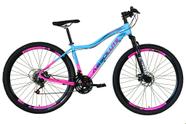 Bicicleta Feminina Aro 29 Absolute Hera Alumínio 21v Freio a Disco Garfo Suspensão - Azul/Rosa
