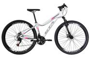 Bicicleta Feminina Aro 29 Gta Start Alumínio 21v Freio a Disco Garfo Suspensão - Branco/Cinza/Rosa
