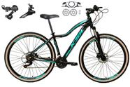 Bicicleta Feminina aro 29 Ksw Mwza 24v Câmbios Shimano Freios Hidráulicos Garfo com Suspensão Pneu Faixa Bege - Preto/Azul