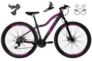 Bicicleta Feminina aro 29 Ksw Mwza 24v Câmbios Shimano Freios Hidráulicos Garfo com Suspensão - Preto/Rosa