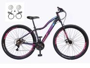 Bicicleta Feminina Aro 29 Ksw Mwza 24v Freios a Disco Hidráulicos Garfo Suspensão - Preto/Pink/Azul