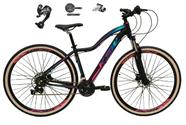 Bicicleta Feminina Aro 29 Ksw Mwza 27v Câmbios Shimano Altus Freios Hidráulicos Garfo Com Trava Pneu Bege - Preto/Pink/Azul