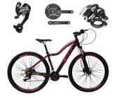 Bicicleta Feminina aro 29 Ksw Mwza 27v Câmbios Shimano Altus Freios Hidráulicos - Preto/Rosa