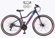 Bicicleta Feminina Aro 29 Ksw Mwza Alumínio 24v Câmbios Shimano Freio a Disco Garfo Suspensão Pneus Faixa Bege - Preto/Pink/Azul