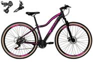 Bicicleta Feminina Aro 29 Ksw Mwza Alumínio 24v Câmbios Shimano Freio a Disco Garfo Suspensão - Preto/Rosa