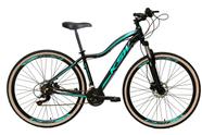 Bicicleta Feminina Aro 29 Ksw Mwza Alumínio 27v K7 Freio a Disco Mecânico Garfo com Suspensão Pneu com Faixa Bege - Preto/Azul