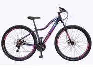 Bicicleta Feminina Aro 29 Ksw Mwza Alumínio 27v K7 Freio a Disco Mecânico Garfo com Suspensão - Preto/Pink/Azul