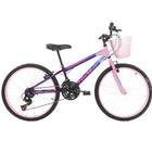 Bicicleta Feminina Infantil Aro 24 Wendy 18V Com Cestinha