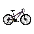 Bicicleta Freeride Aro 26 Freio a Disco 21 Vel. VikingX Lilas Amarelo