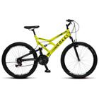Bicicleta GPS Aro 26 Aço 21 Marchas Dupla Suspensão Freio V-Brake Amarelo Neon - Colli Bike