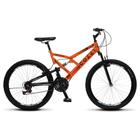 Bicicleta GPS Aro 26 Aço 21 Marchas Dupla Suspensão Freio V-Brake Laranja Neon - Colli Bike