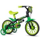 Bicicleta Infantil Aro 12 Com Rodinha Nathor Black Verde