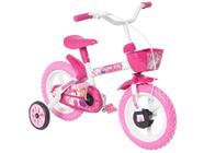 Bicicleta Infantil Aro 12 Track & Bikes - Arco Iris W Branco e Fúcsia com Rodinhas e Cesta