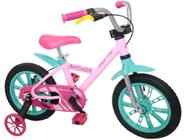 Bicicleta Infantil Aro 14 Nathor First Pro Rosa - com Rodinhas Freio à Disco