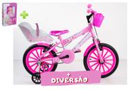 bicicleta infantil aro 16 feminina com acessórios,cadeirinha e boneca