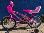 Bicicleta Infantil Aro 16 Gy Bike Com Cestinha e Bagageiro de Boneca