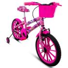 Bicicleta infantil Aro 16 Vbrake Meninas com rodinha Rosa quadro Aço Carbono Princesa - Ello Bike