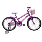 Bicicleta Infantil Aro 20 Feminina - Route Bike - Aro Aero Horus - Cestinha - Rodinha Lateral Pink