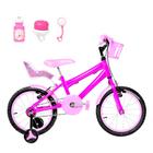 Bicicleta Infantil Feminina Aro 16 Alumínio Colorido + Kit Passeio e Cadeirinha