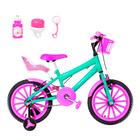 Bicicleta Infantil Feminina Aro 16 Nylon + Kit Passeio e Cadeirinha