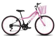 Bicicleta Infantil Feminina Aro 24 KOG Alumínio 18V Cestinha