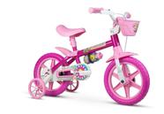 Bicicleta Infantil Infantil Nathor Flower Aro 12 Freio Tambor Cor Rosa Com Rodas De Treinamento