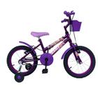 Bicicleta Infantil Menina Aro 16 Com Rodinhas Cestinha Super Resistente