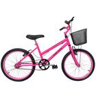 Bicicleta Infantil Passeio Aro 20 Cesta Feminina Rosa Neon