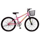 Bicicleta Juvenil Colli Allegra City, Aro 24, Quadro Tamanho 14,Aço Carbono, Freios VBrake, Rosa Neon
