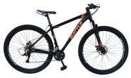 Bicicleta Masculina Alumínio Aro 29 21v Cambios Shimano Freio a disco Preto e Laranja