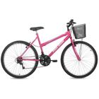 Bicicleta Mormaii Aro 26 Safira com Cesta Rosa