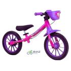 Bicicleta nathor aro 12 balance feminina rosa com lilas equilibrio sem pedal