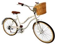 Bicicleta Retrô Aro 26 Vintage Cesta Vime Branco