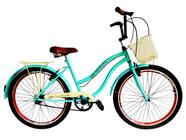 Bicicleta retrô feminina aro 26 com cesta sem marcha tiffany