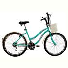 Bicicleta Retrô Vintage Aro 26 18v Feminina Beach Azul Turquesa - Dalannio Bike