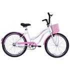 Bicicleta Retrô Vintage Aro 26 Feminina Beach Branco com Rosa - Dalannio Bike