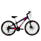 Bicicleta Viking X TUFF25 Freeride Aro 26 Freio a Disco 21 Velocidades Cambios Shimano Preto Rosa Vikingx