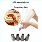 Bicos Confeiteiro Bolo Torta Doces - 6 Peças - 4 Bicos - Conector E Saco